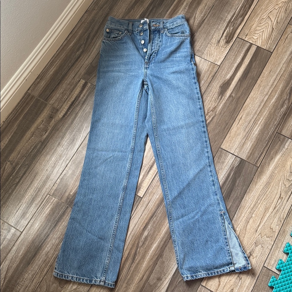 TOP SHOP HIGH WAIST SPLIT HEM JEANS SIZE 25